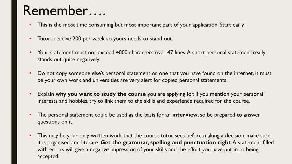 Does personal statement have to be exactly 4000 characters